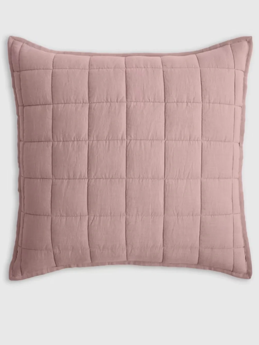 new European Linen Box Quilted Euro Sham dusty mauve